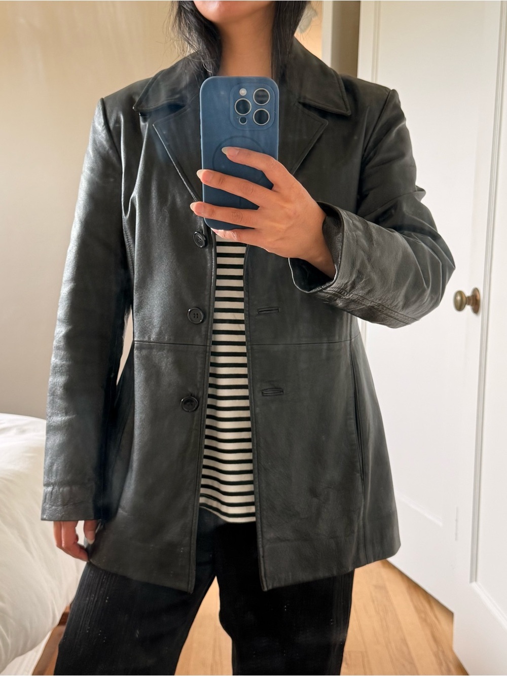 Vintage Worthington Leather Jacket w/ Detachable Faux Fur Collar